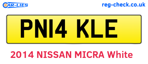 PN14KLE are the vehicle registration plates.