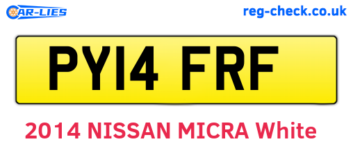 PY14FRF are the vehicle registration plates.