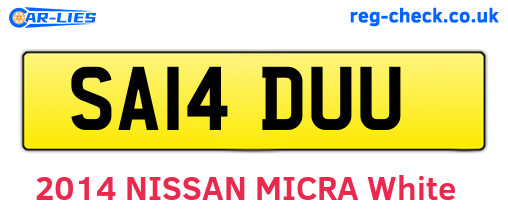 SA14DUU are the vehicle registration plates.