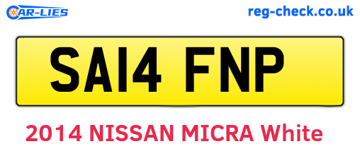 SA14FNP are the vehicle registration plates.