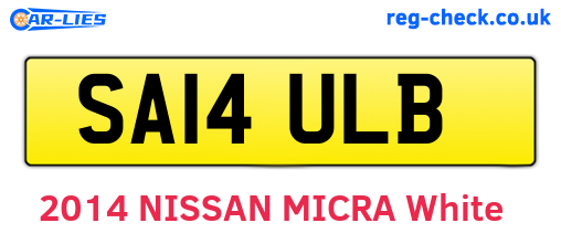 SA14ULB are the vehicle registration plates.