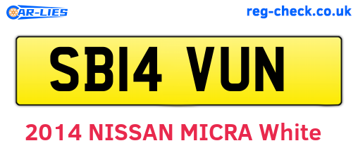 SB14VUN are the vehicle registration plates.