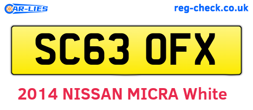 SC63OFX are the vehicle registration plates.