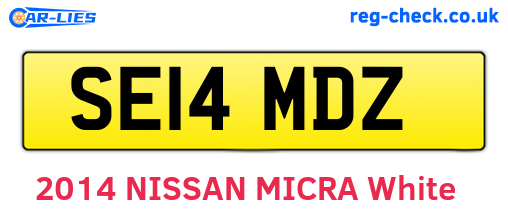 SE14MDZ are the vehicle registration plates.