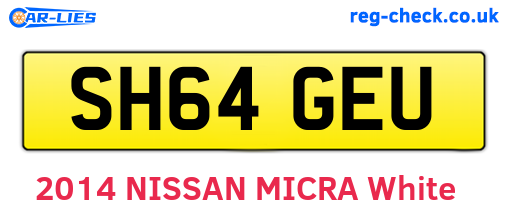 SH64GEU are the vehicle registration plates.