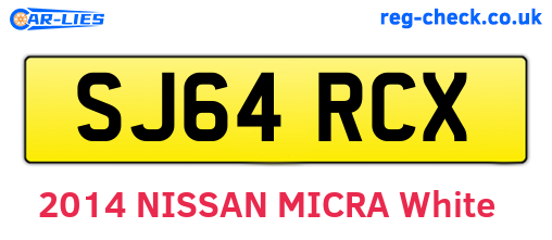 SJ64RCX are the vehicle registration plates.