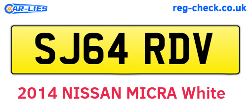 SJ64RDV are the vehicle registration plates.