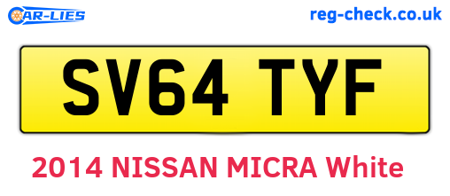 SV64TYF are the vehicle registration plates.