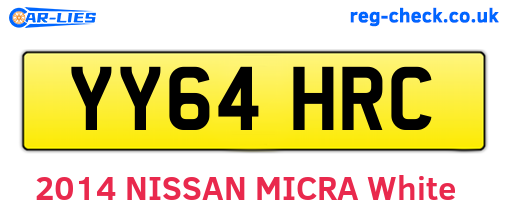 YY64HRC are the vehicle registration plates.