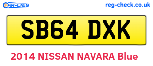 SB64DXK are the vehicle registration plates.