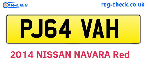 PJ64VAH are the vehicle registration plates.