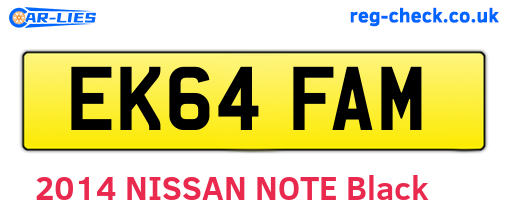 EK64FAM are the vehicle registration plates.