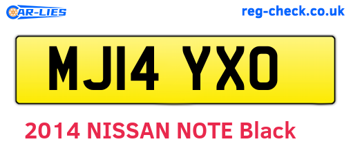 MJ14YXO are the vehicle registration plates.