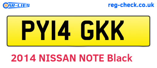 PY14GKK are the vehicle registration plates.