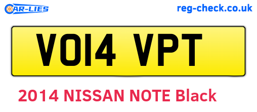 VO14VPT are the vehicle registration plates.