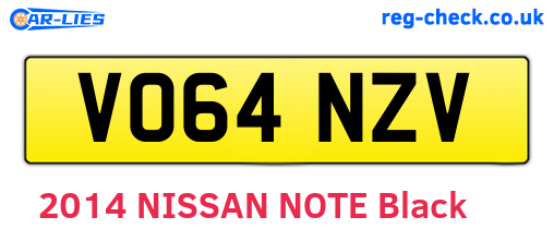 VO64NZV are the vehicle registration plates.