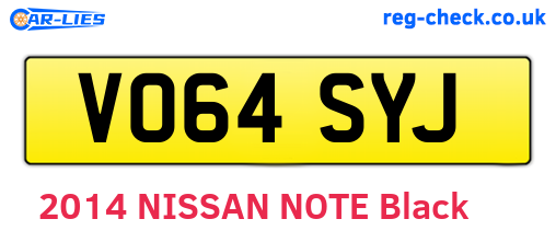VO64SYJ are the vehicle registration plates.