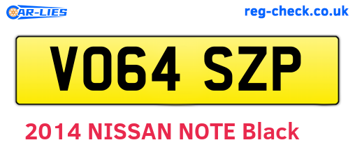 VO64SZP are the vehicle registration plates.