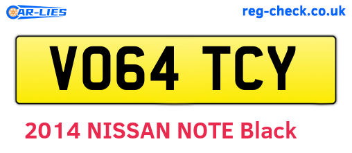 VO64TCY are the vehicle registration plates.