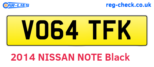 VO64TFK are the vehicle registration plates.