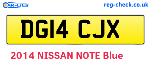 DG14CJX are the vehicle registration plates.