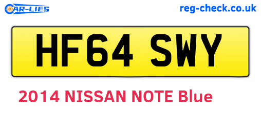 HF64SWY are the vehicle registration plates.