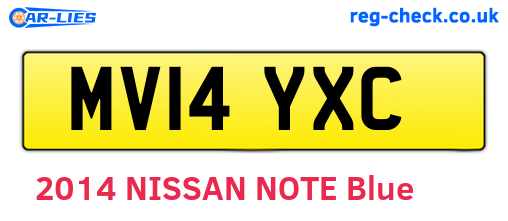 MV14YXC are the vehicle registration plates.