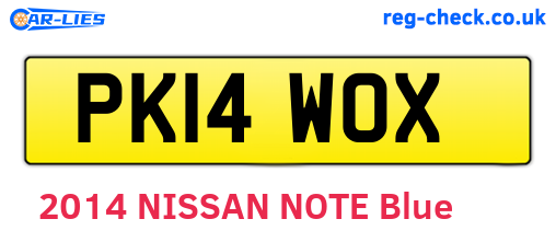 PK14WOX are the vehicle registration plates.