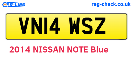 VN14WSZ are the vehicle registration plates.