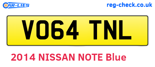 VO64TNL are the vehicle registration plates.