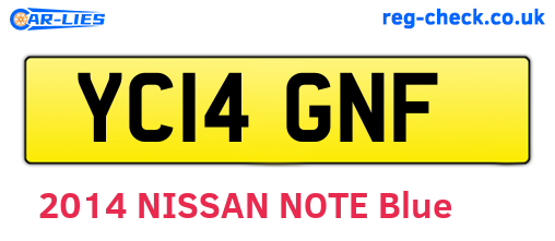 YC14GNF are the vehicle registration plates.