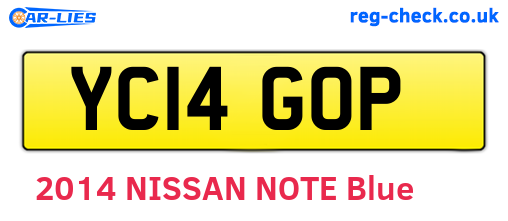 YC14GOP are the vehicle registration plates.