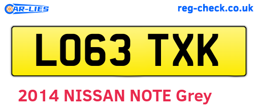 LO63TXK are the vehicle registration plates.