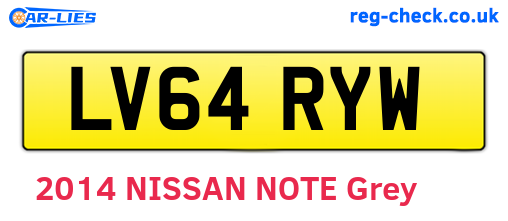 LV64RYW are the vehicle registration plates.