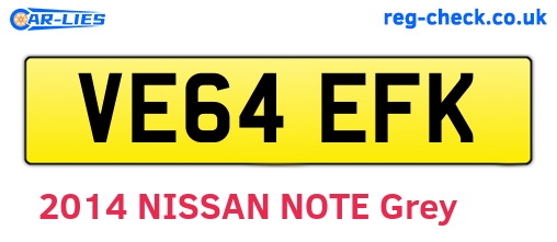 VE64EFK are the vehicle registration plates.