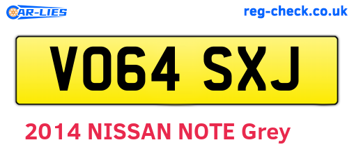 VO64SXJ are the vehicle registration plates.