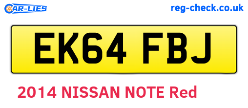 EK64FBJ are the vehicle registration plates.