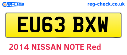 EU63BXW are the vehicle registration plates.