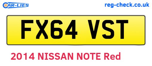 FX64VST are the vehicle registration plates.