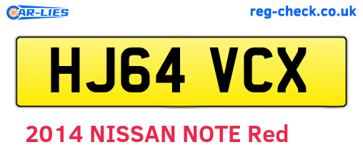 HJ64VCX are the vehicle registration plates.