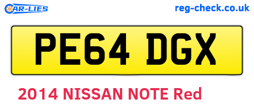 PE64DGX are the vehicle registration plates.