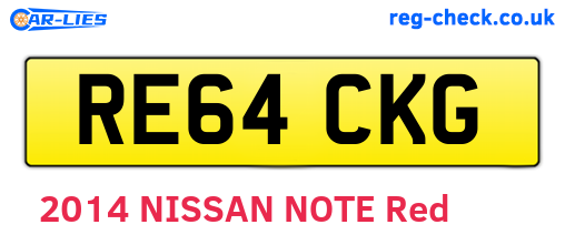 RE64CKG are the vehicle registration plates.