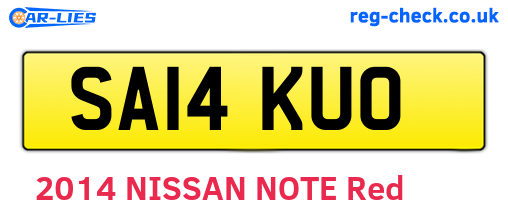 SA14KUO are the vehicle registration plates.