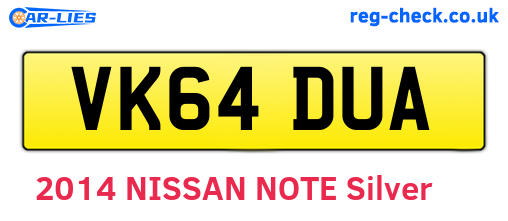 VK64DUA are the vehicle registration plates.
