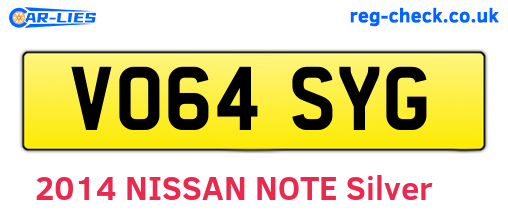 VO64SYG are the vehicle registration plates.