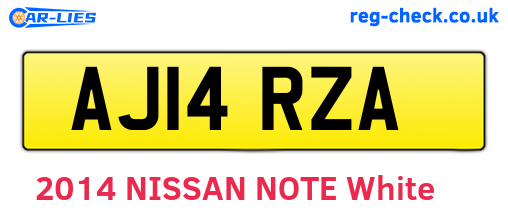 AJ14RZA are the vehicle registration plates.
