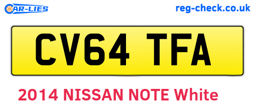 CV64TFA are the vehicle registration plates.