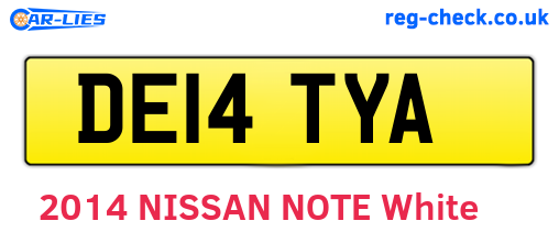 DE14TYA are the vehicle registration plates.