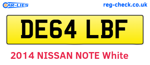 DE64LBF are the vehicle registration plates.