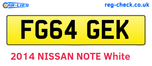 FG64GEK are the vehicle registration plates.